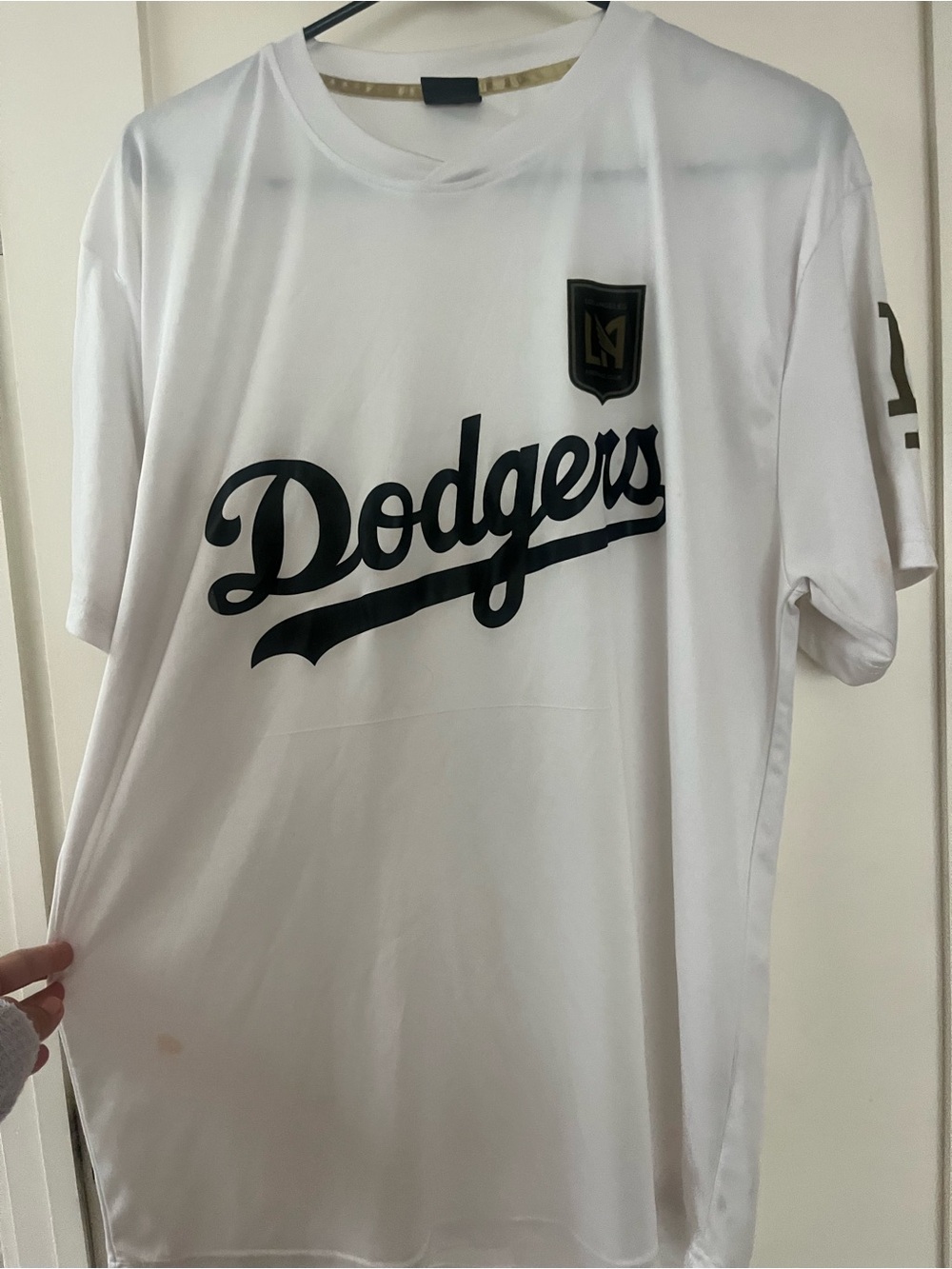 Dodgers White Script Logo Tee